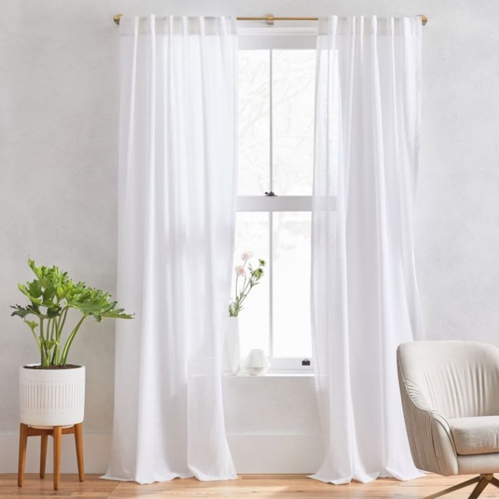 West Elm Sheer Crosshatch Curtains (Set of 2) White
